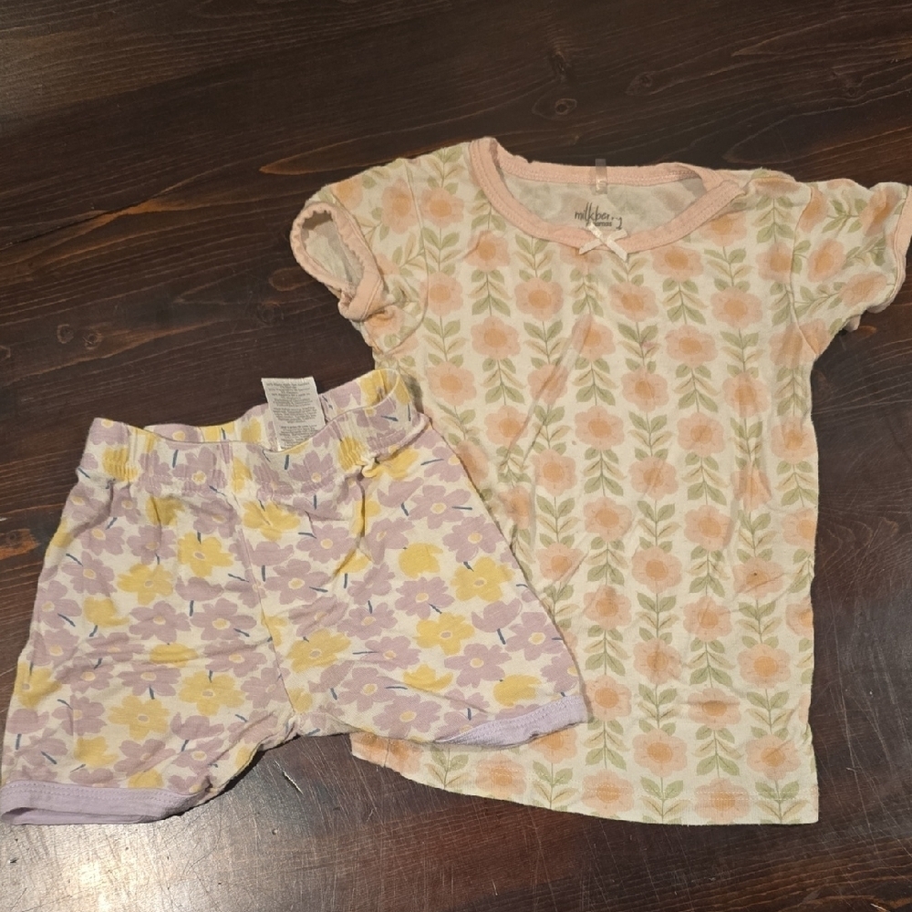 Milkberry Pajamas 2-Piece Floral Short Set Size 18M